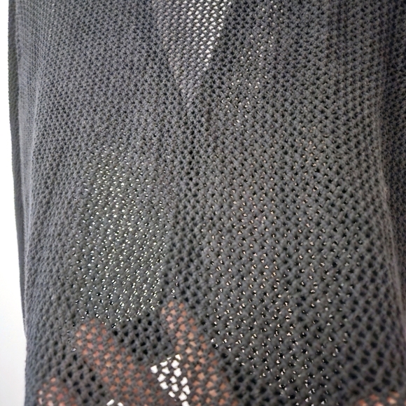 Uniqlo Black Sz XS Sheer Mesh Crochet Knited Open Button Down Cardigan Sweater - Picture 7 of 8